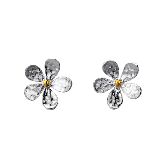 Silver and Gold Plate Textured Daisy Studs- Armed & Gorgeous