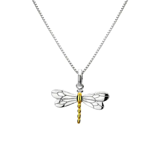 Silver and Gold Plate Dragonfly Pendant- Armed & Gorgeous