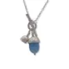 Aquamarine Acorn and Mini Acorn Necklace Silver