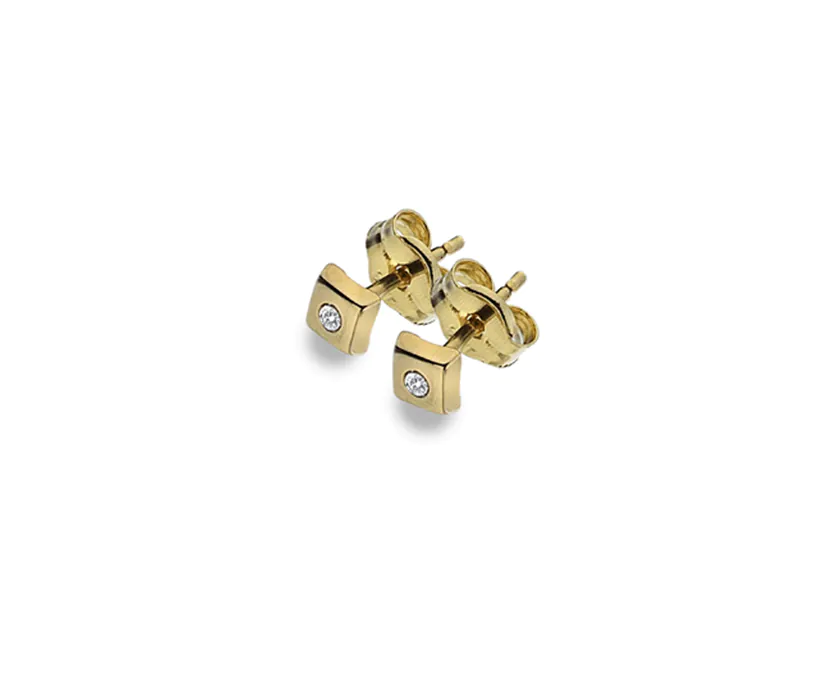 9ct Gold Square Cubic Zirconia Studs- Armed & Gorgeous