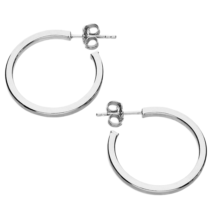 Silver Square Tube Stud Hoops- Armed & Gorgeous