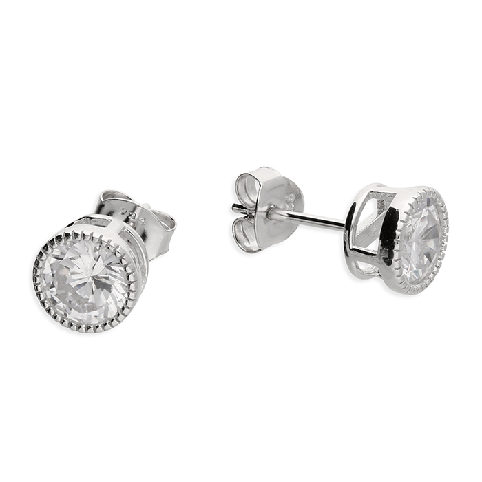 Cubic Zirconia Studs With Millgrain Surround- Armed & Gorgeous