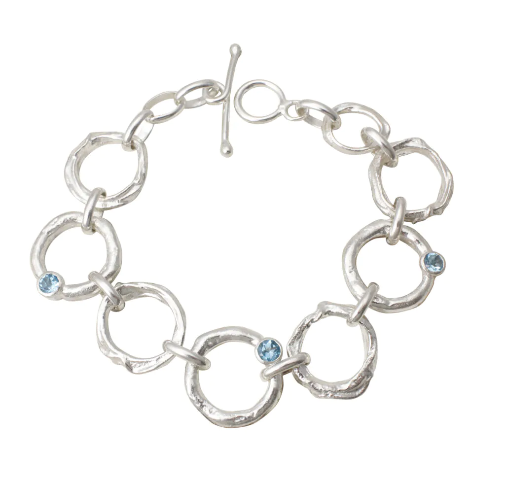 Chain Link Bracelet With Swiss Blue Topaz- Armed & Gorgeous