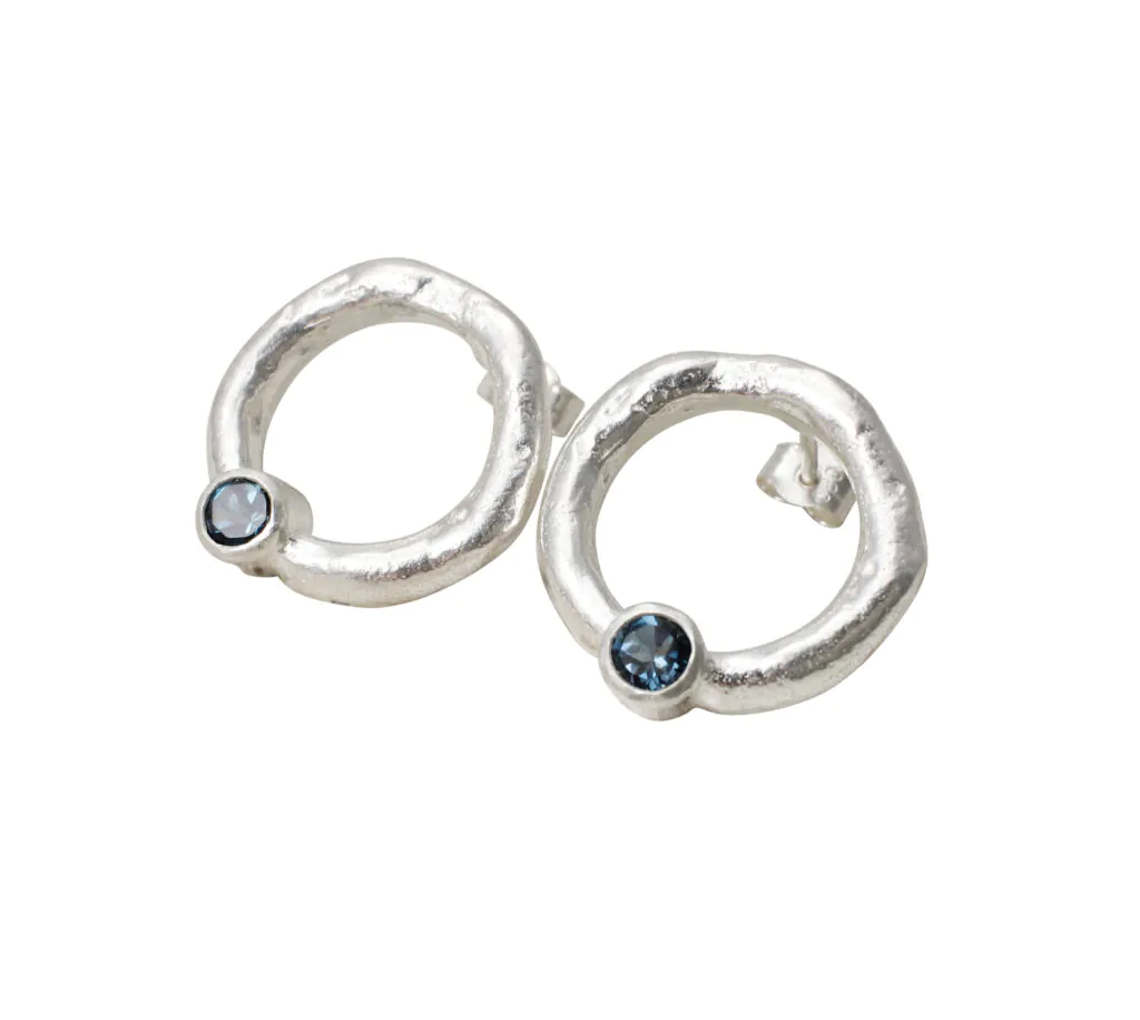 Halo Studs With London Blue Topaz- Armed & Gorgeous