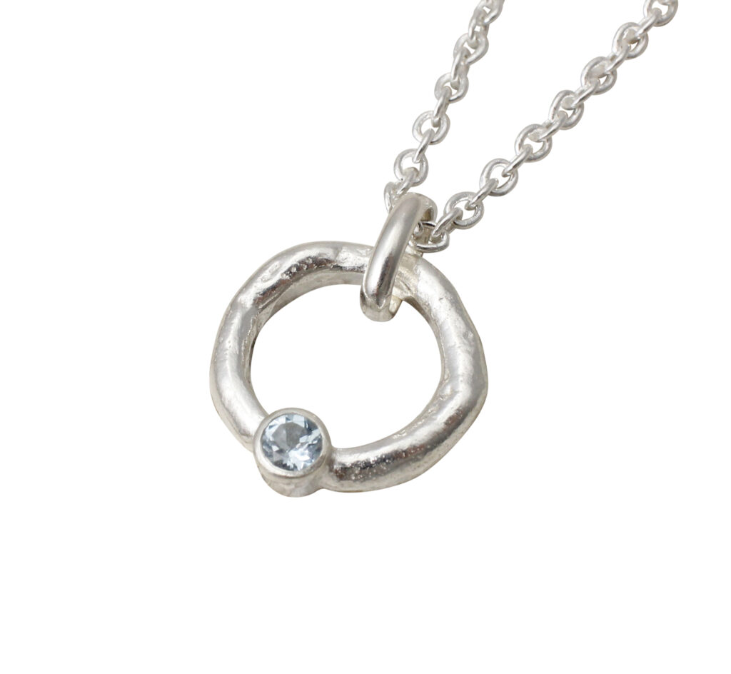 Small Halo Pendant With Aquamarine- Armed & Gorgeous