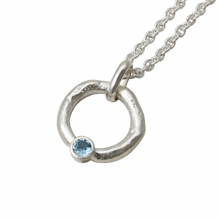 Small Halo Pendant With Swiss Blue Topaz- Armed & Gorgeous