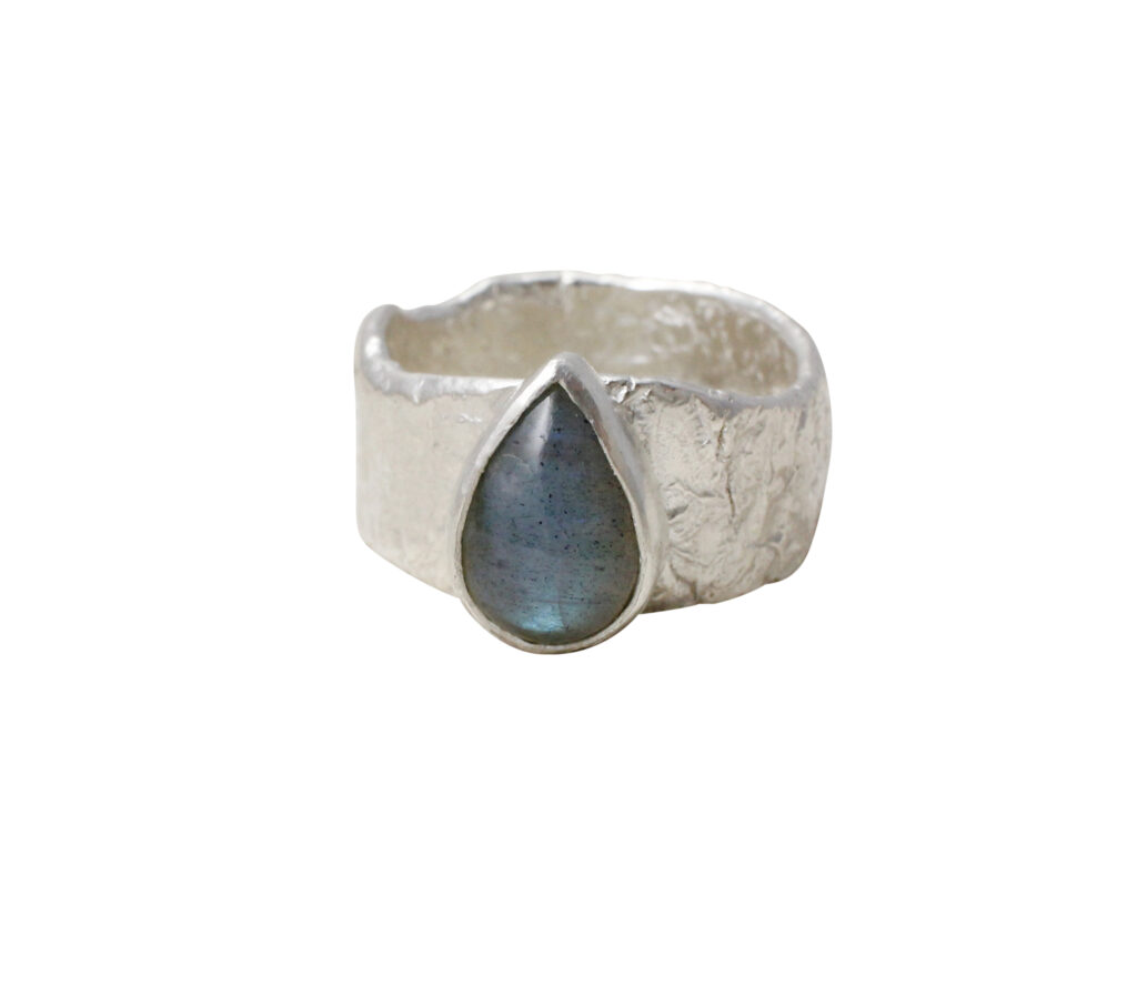Fragment Ring With Teardrop Moss Aquamarine- Armed & Gorgeous
