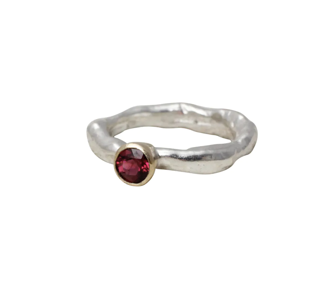 Rustic Ring With Pink Tourmaline In 9ct Gold Setting- Armed & Gorgeous