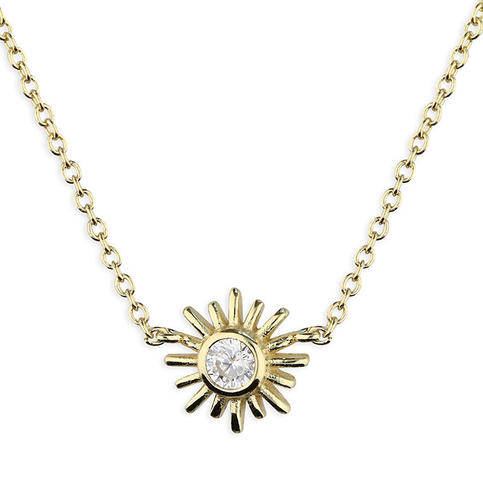 Gold-Plated Cubic Zirconia Sun Pendant- Armed & Gorgeous