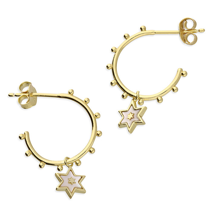 Gold-Plated Bead Hoop With Mother Of Pearl Star- Armed & Gorgeous