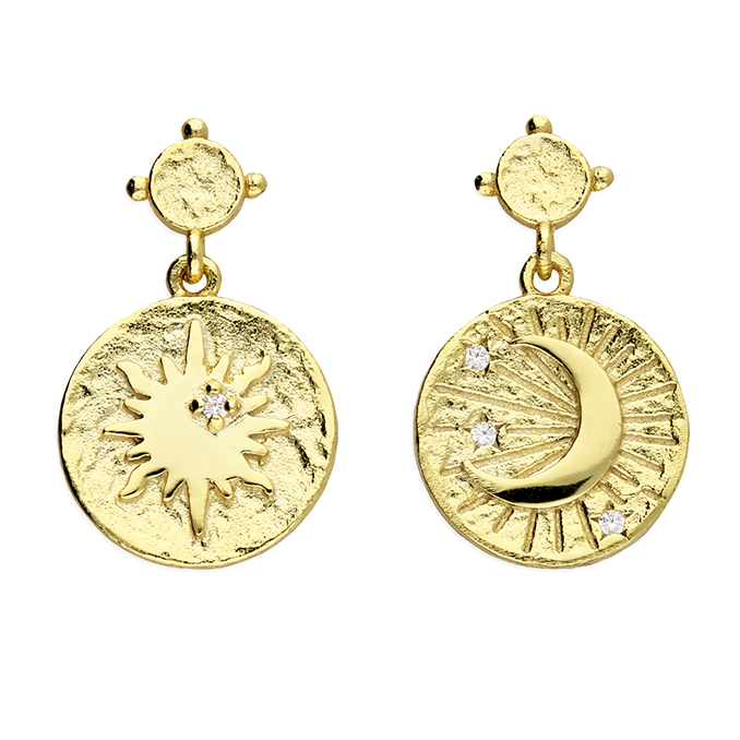 Gold-Plated Sun And Moon Disc With CZ Studs- Armed & Gorgeous