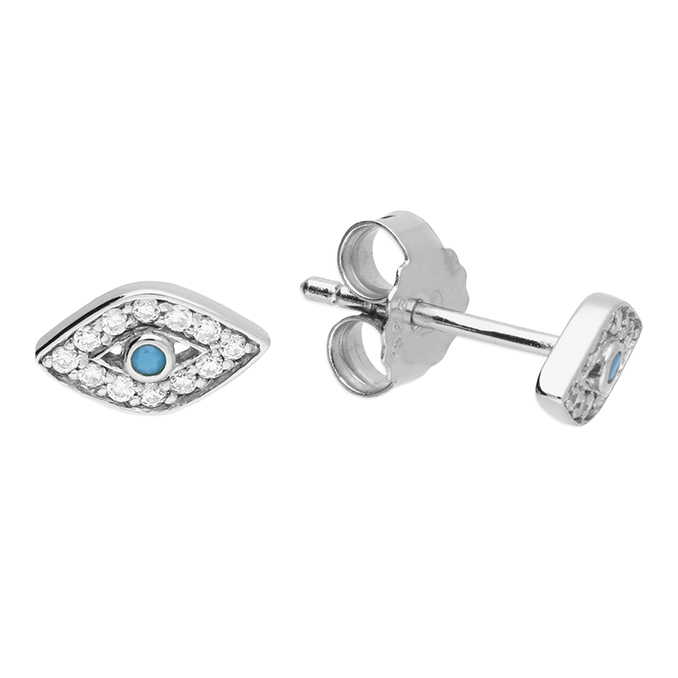 Turquoise And White CZ Eye Studs- Armed & Gorgeous