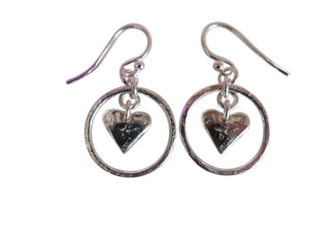 Silver Circle and Heart Earrings- Armed & Gorgeous