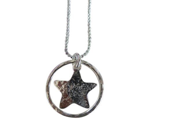 Silver Star In Small Circle Necklace- Armed & Gorgeous