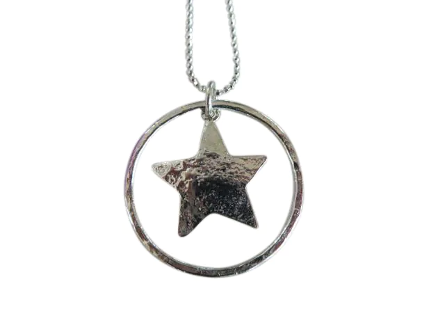 Silver Star In Large Circle Necklace- Armed & Gorgeous