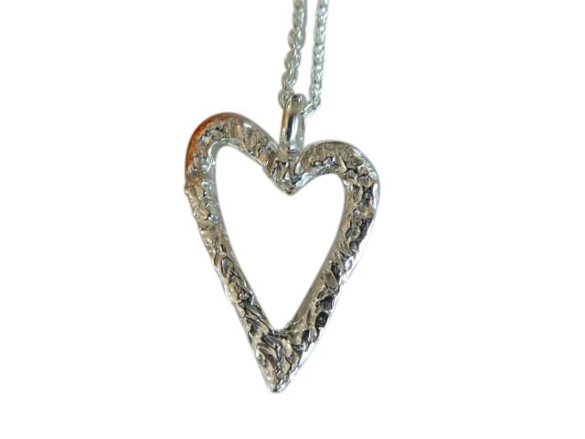 Silver Small Crumpled Open Heart Necklace- Armed & Gorgeous