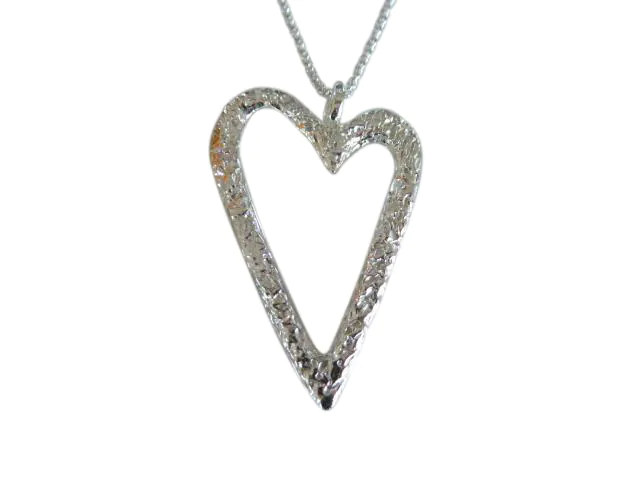 Silver Large Crumpled Open Heart Necklace- Armed & Gorgeous