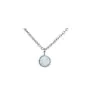 Round White Opalite Collet Silver Necklace