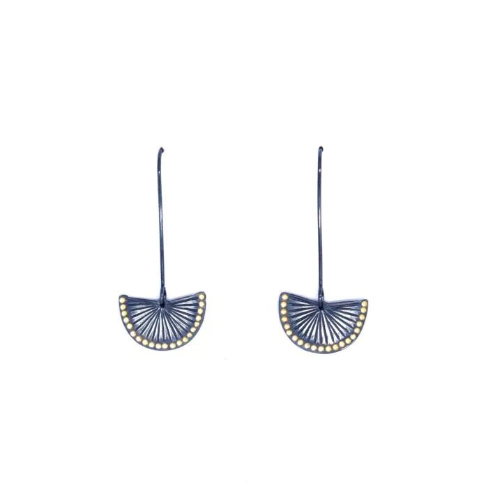Oxidised Silver And Gold Fan Drops- Armed & Gorgeous