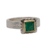 Fi Mehra ring Emerald set in yellow gold with white diamond set in rose gold