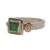 Fi Mehra ring Emerald set in yellow gold with white diamond set in rose gold