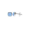 Square Blue Chalcedony Silver Studs