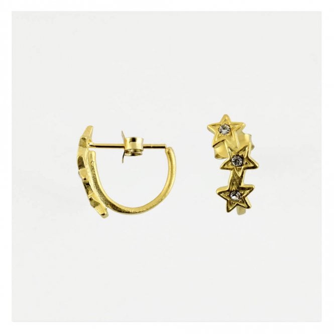 Gold Gemset Star Hoop Earrings- Armed & Gorgeous