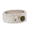 Green Tourmaline and Diamond – Silver 9ct gold ring