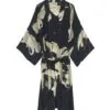 One Hundred Stars- Luxe Crepe Stork Long Kimono Black