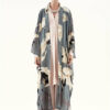 2nd Lifestyle Shot Long Grey Stork Crepe Kimono