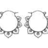 Abstract Floral Creole Silver Hoops