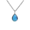 Silver Necklace With Teardrop Blue Opalite Charm