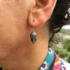 Moss Agate Acorn Earrings – Oxidised Silver