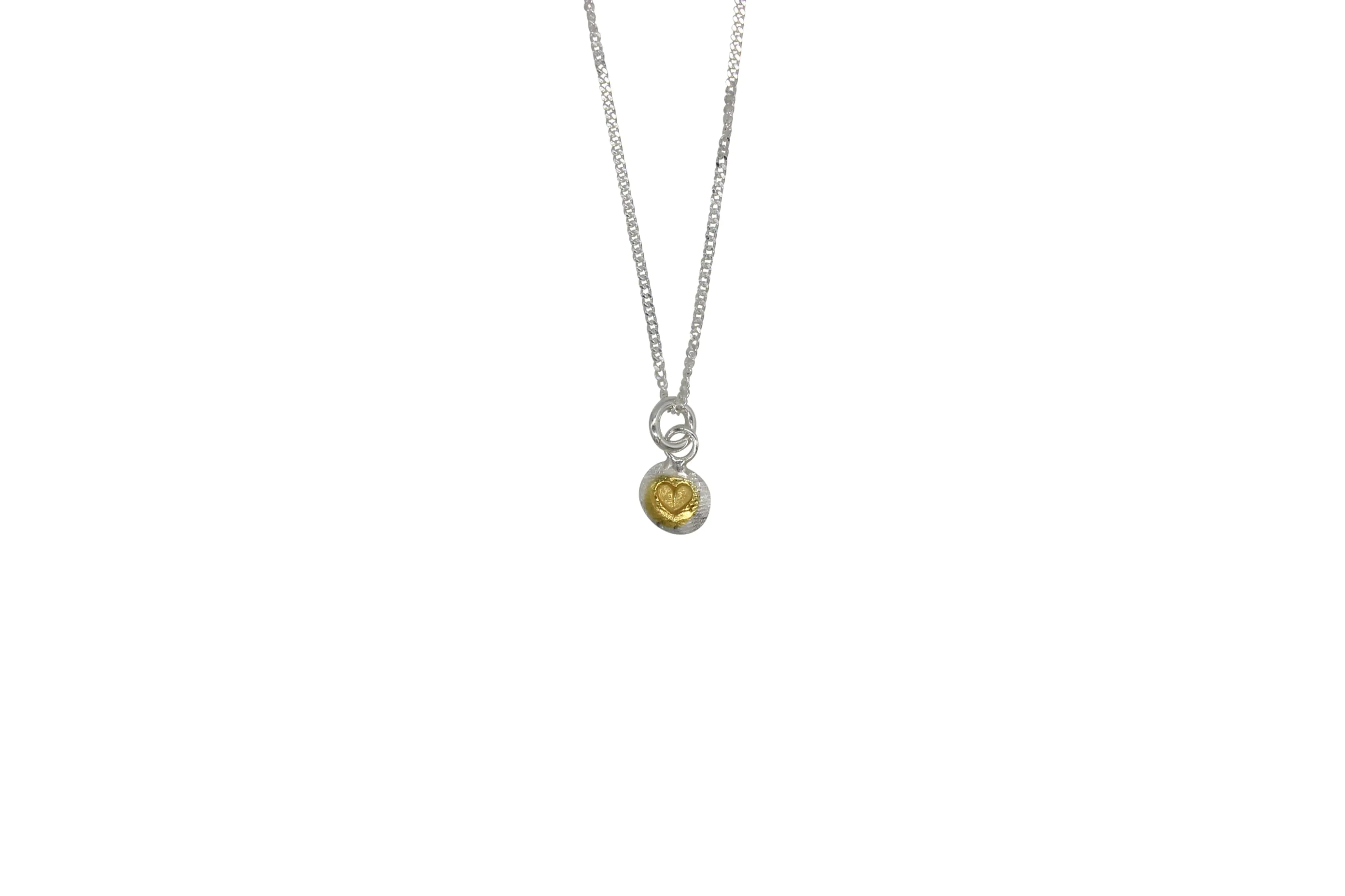 Gold Plated Heart Stamped Pendant Armed & Handmade