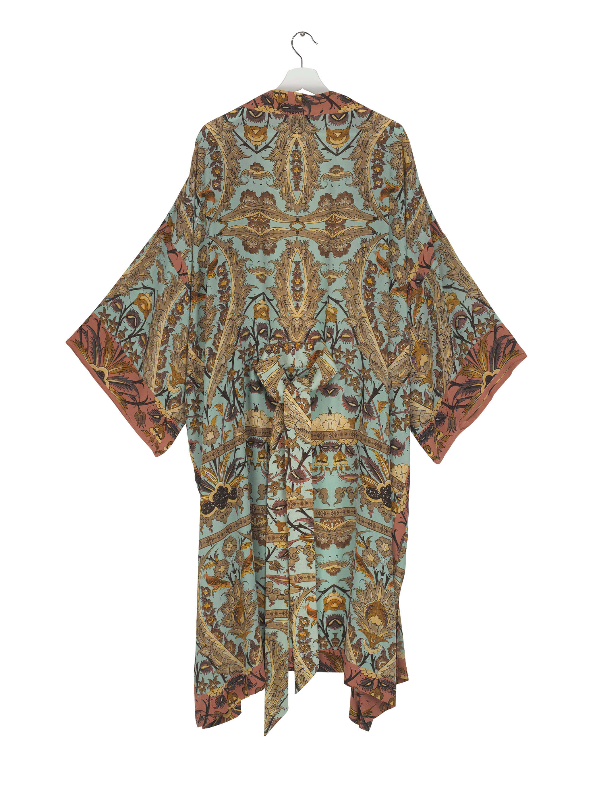 Long Kimono Decadent Aqua Back With Belt (1)