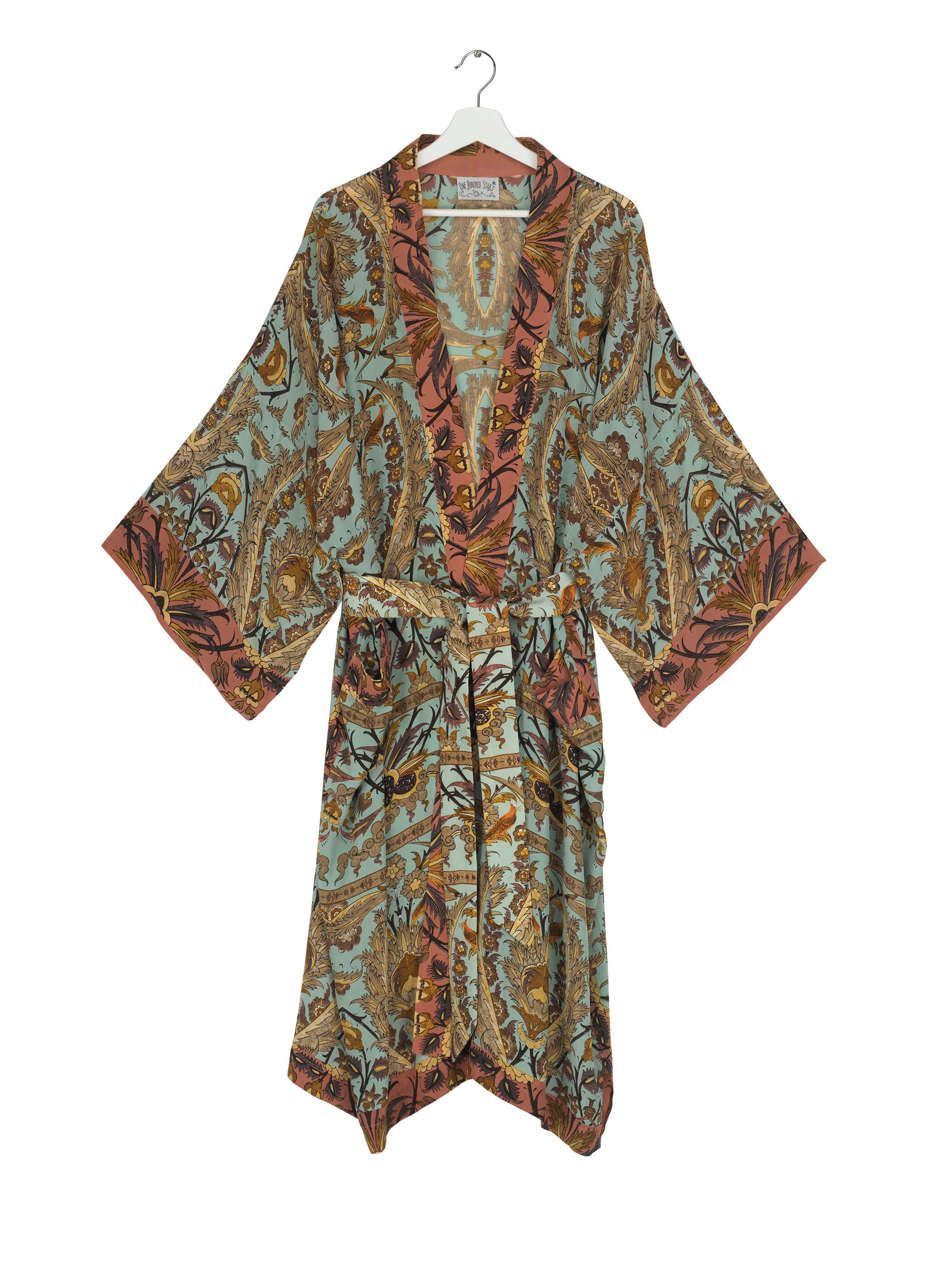 Long Kimono Decadent Aqua Front With Belt (1)