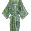 One Hundred Stars Handkerchief Green Crepe Long Kimono