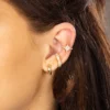Gold-Plated Chunky Celestial Ear Cuff With Clear CZ