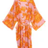 Ancient Columns Orange Crepe Long Kimono