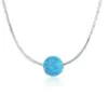 Blue Opal Bead Silver Necklace