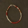 Bead Bracelet (Coral Silver and Brass Beads)