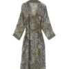 One Hundred Stars Dressing Gown Etched Floral Khaki