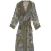 One Hundred Stars Dressing Gown Etched Floral Khaki