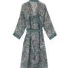 One Hundred Stars Dressing Gown Etched Floral  Teal