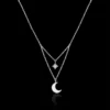 Catherine Zoraida Starry Night Moon and Star Drop Necklace (Silver or Gold Plated)