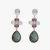Labradorite and Amethyst Drop Earrings (Gold Plated)