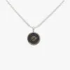 Adele Taylor – Oxidised Silver 18ct Gold Lines Disc Necklace