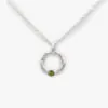 Handmade Silver Halo Pendant With Green Peridot (Small)