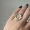 Handmade Silver Halo Ring With Green Peridot