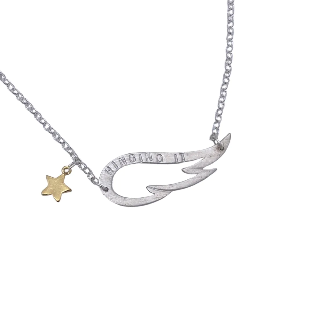 Chambers & Beau Winging It Necklace (Siler/GoldPlated) Armed
